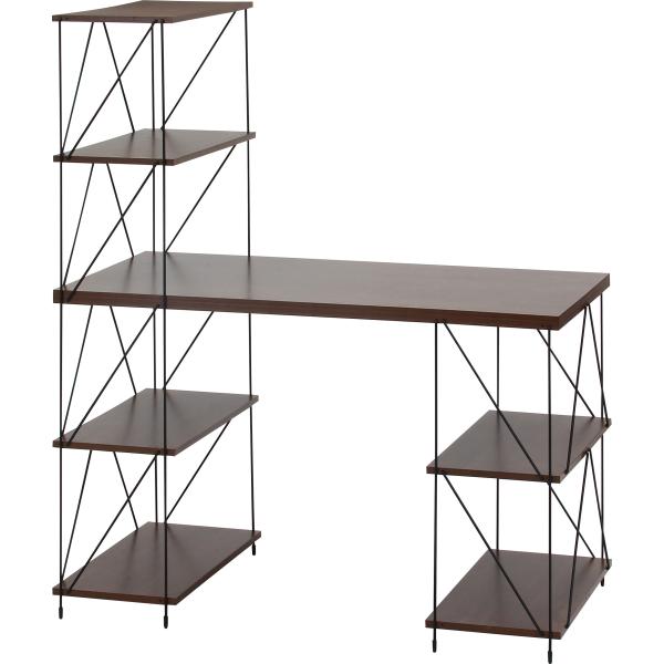 EZBO ワイヤーデスク ブラウン 差し込むだけの簡単組み立て パソコン