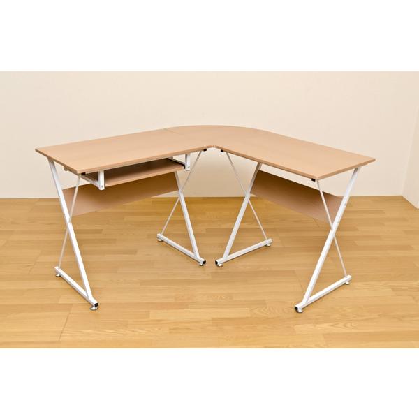 パソコンデスク 机 コーナー ナチュラル 幅約130cm L字型 トレード 株