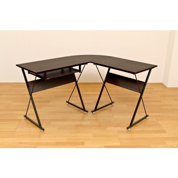 パソコンデスク 机 コーナー ウォールナット 幅約130cm L字型 トレード