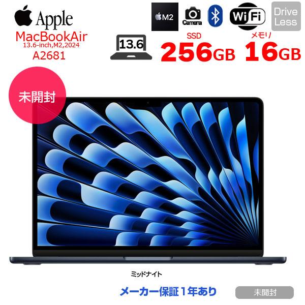 他サイト： 【未開封】Apple MacBook Air 13.6inch MC7X4J/A  A2681 2024 TouchID [Apple M2 8コア メモリ16G SSD256GB 無線 BT カメラ 13.6 Midnight 純箱] ：未開封の商品画像