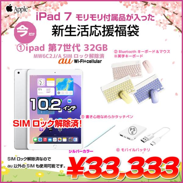 iPad 【中古iPad 新生活応援福袋】Apple iPad7 第7世代 MW6C2J/A au Wi