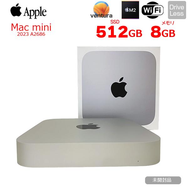 【未開封品】Apple Mac mini MMFK3J/A A2686 M2 2023 小型デスク macOS Ventura [Apple M2  8コア 8GB SSD512GB 無線 BT シルバー ]：未開封