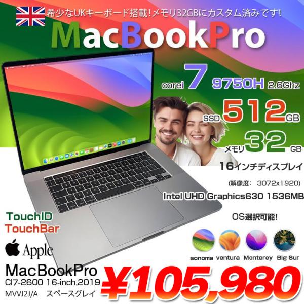 MacBook Pro Apple 16inch MVVJ2J/A A2141 2019 UKキー 選べるOS MacBook Pro Apple 16inch MVVJ2J/A A2141 2019 UKキー 選べるOS