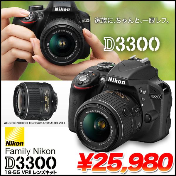 Nikon デジタル一眼レフカメラD3300 APS-C レンズキット 中古 AF-S DX