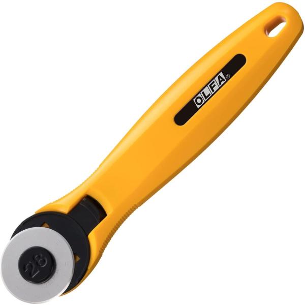 ▼商品説明●小回りのきく直径28ミリ円形刃を装着したロータリーカッター。●布や紙をはじめ、薄手のゴムシート、フィルムなどの切りにくい素材も自在にカットできます。●ワンタッチで替刃の交換が可能です。▼仕様●用途:布や紙をはじめ、薄手のゴムシー...