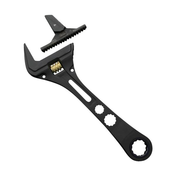 【用途】電気工事や設備工事、足場の組み立てや撤去の際のボルトの脱着にお使い頂けます。【仕様】全長(mm)：220最大口開き(mm)：38色：黒金【材質】特殊鋼【質量】305ｇ【使用条件】-【セット内容】-【生産国】台湾