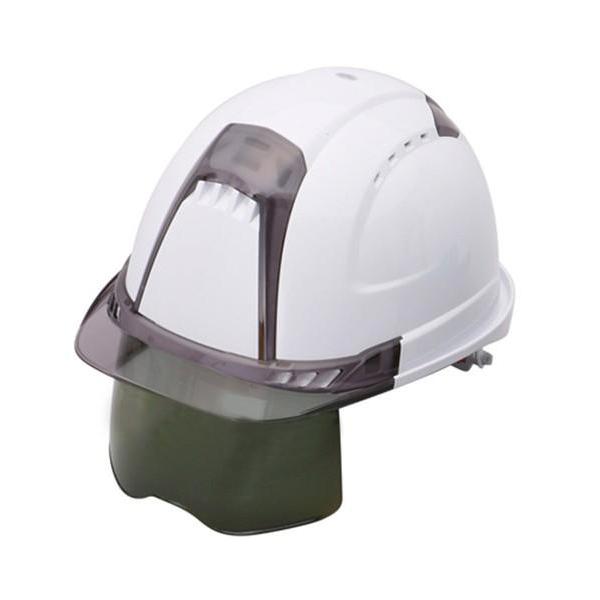 ●厚生労働省保護帽検定合格品●シールドレンズ内蔵●幅の広いシールドレンズ●交換できる透明ヒサシ●消臭加工素材の内装とあごひも●シールド付きヘルメット(通気孔付き)【用途】飛来・落下物用・墜落時保護用【特徴】・幅の広いシールドレンズ内蔵で、交...