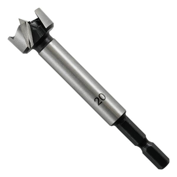 【特長】六角軸6.35mm。切り口がきれいに仕上がります。【用途】●木材の穴あけ作業に。（止まり穴、貫通穴、斜め穴も可能）●※斜め切りはΦ20mm程度の小径ドリルに限ります。●丸棒の差込や丁番取付の時の穴あけ加工に。【注意事項】本製品は木工...