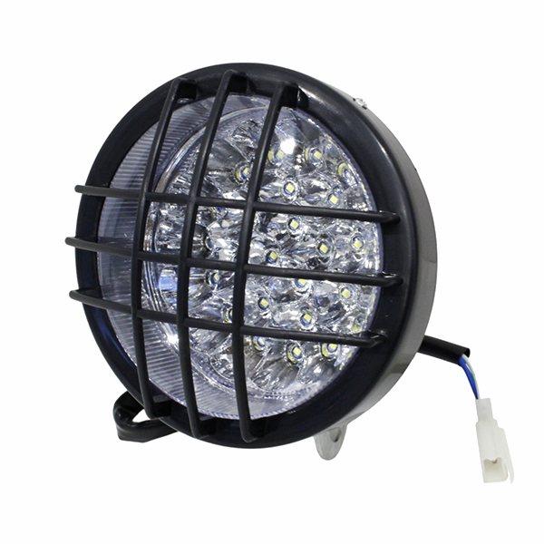 ベーツ タイプ ライトガード付 LED ヘッドライト ストーンガード 飛び石 クラシック アメリカン シングル ボバー ハーレー ヘッドランプ