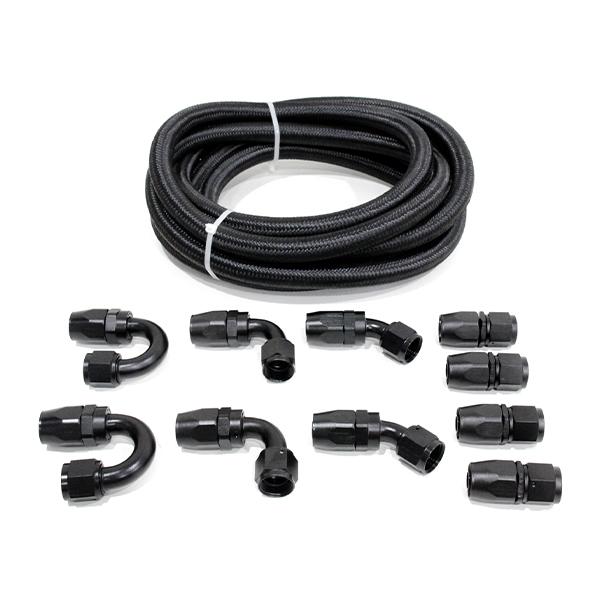ю 【送料無料】 オイルクーラー メッシュホース 1本 [ 5m ] ×  ホースエンド 4種 10P [ AN10 ] セット 燃料ホース パイプ 最大圧力500psi
