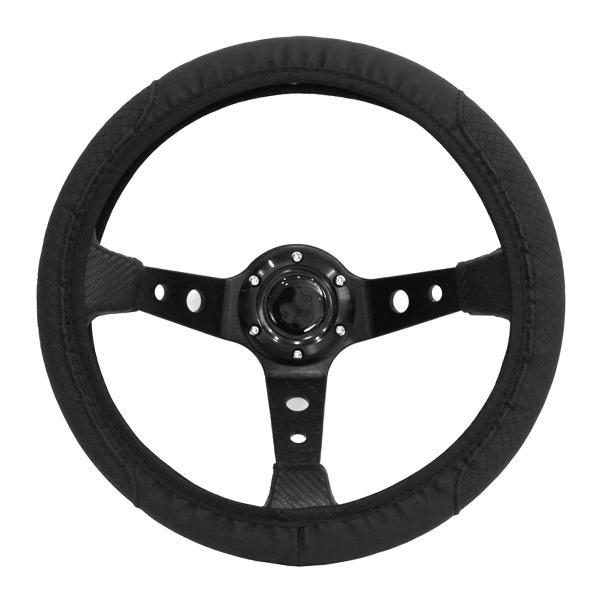 Б 汎用 ハンドルカバー ステアリングカバー ハンドル スズキ トヨタ マツダ  ホンダ 日産 三菱 スバル 36〜39cm レザー ブラック