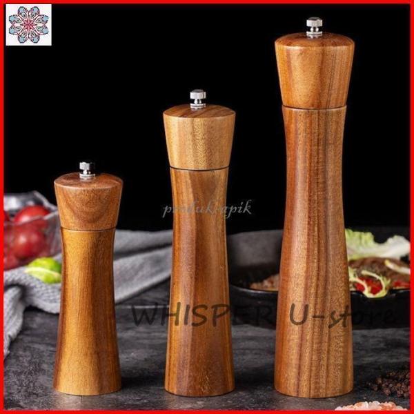 木製ペッパーミル手動 ソルトミル 黒胡椒 ミル 片手 簡単に調整