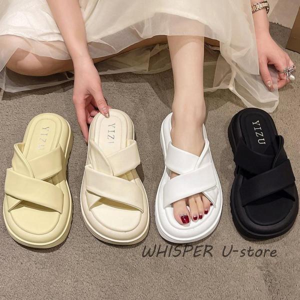 厚底サンダル レディースフラットサンダル : WHISPER U - 通販 - Yahoo