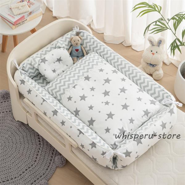 ■商品情報本体：コットン100%　対象年齢：0 24ヶ月　重さ（掛布団を除く）：約1.2kg　サイズ：約100*60*20ｃｍベビーベッド布団セット　通年使える四角い作りで広々としている為、おむつ交換もとても楽！寝返りもしやすく赤ちゃんがゆ...