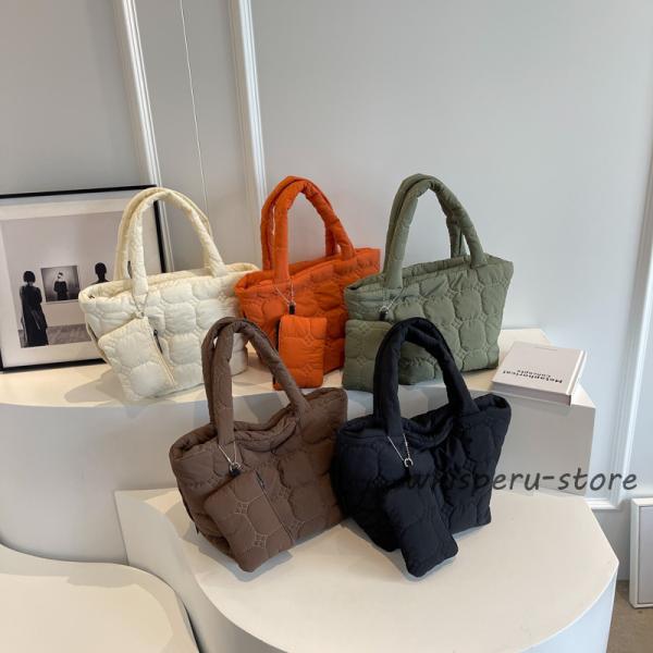 韓国風キルティングトートバッグポーチ付き : WHISPER U - 通販