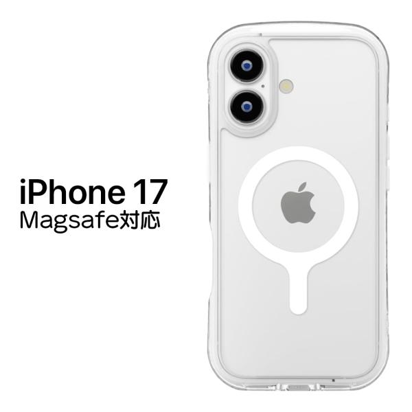 iPhone 17 ケース MagSafe対応 クリア 耐衝撃 ホワイト 高透明