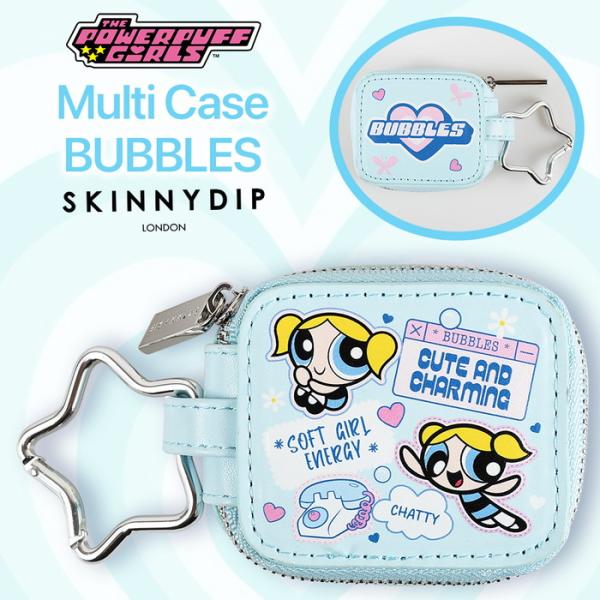 パワーパフガールズ バブルス 水色 ラメ グリッター キラキラ 合皮レザー イヤホンケース 汎用 ワイヤレスイヤホン AirPods Pro AirPods