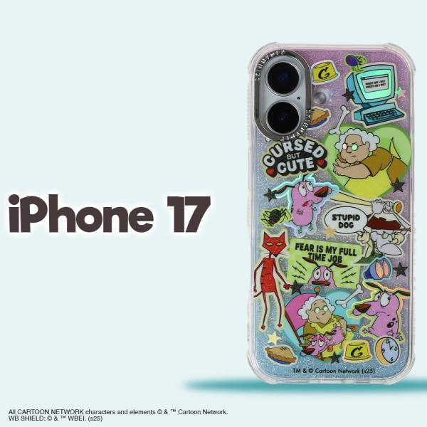 iPhone 17 ケース おくびょうなカーレッジくん SKINNYDIP 耐衝撃 グリッター 正規品