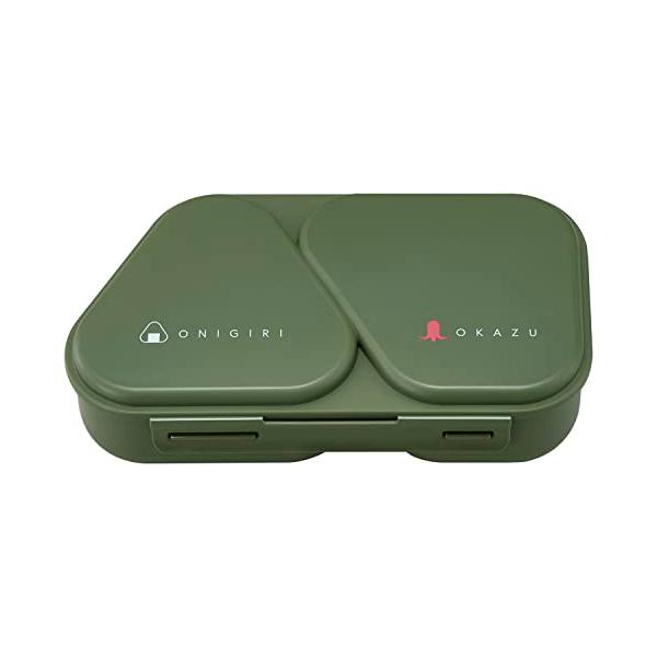 OSK(オーエスケー) おにぎりランチケース 弁当箱 カーキ 465ml 日本製 おにぎらず おかずも入る 電子レンジ対応 押し型付 シンプル おし