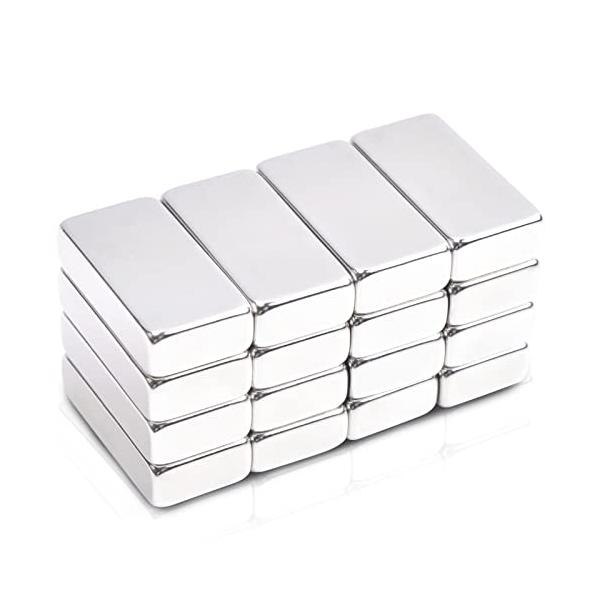 16個入り 磁石 超強力 角型 ネオジム磁石 直方体 強力マグネット 20x10x5mm 小型長方形磁石,棒磁石冷蔵庫、オフィス、ホワイトボード、D