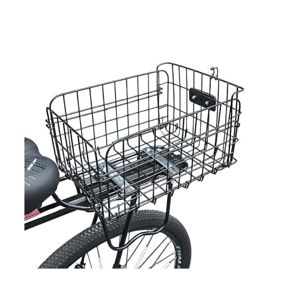 自転車用バスケット(カゴ) 自転車リアバスケット 後ろ固定式 後ろバスケット 軽量 大容量 簡単な組み立 ポータブル 軽快車用 荷台付折りたたみ自転