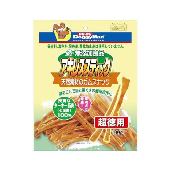 ドギーマン 無添加良品 アキレススティック100g（鳥すじ肉100％）