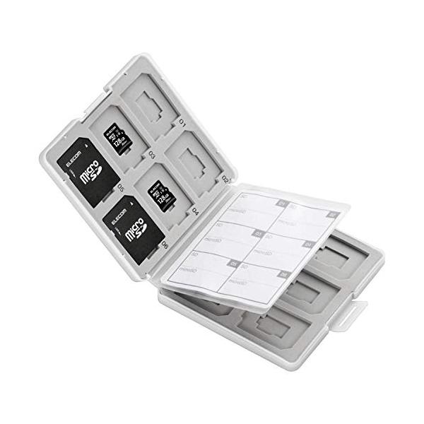エレコム(ELECOM) メモリカードケース SD ケース プラスチック SD12枚 + microSD12枚収納 ホワイト CMC-SDCPP24WH