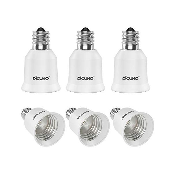 DiCUNO E17-E26 口金変換アダプター 電球用ソケット 200度耐熱 最大仕事率200Ｗまで 6個入