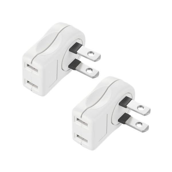 アイメディア(Aimedia) ヤザワ YAZAWA L字型コンセントタップ 2個組 電源タップ L字型プラグ 1個口 隙間 配線すっきり AY