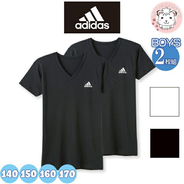 GUNZE（グンゼ） アディダス Tシャツ 半袖 Vネック 2枚組 150cm/160cm