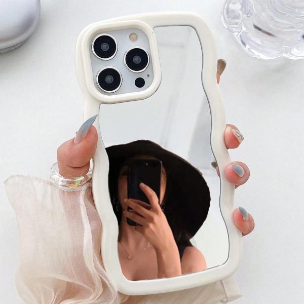 スマホケース iphoneケース 波型 ミラー 鏡 雲 女子 くねくね iphone16 e ケース iphone ケース おしゃれ ケース iPhone 15 14 13 12 pro max カバー 韓国 D69