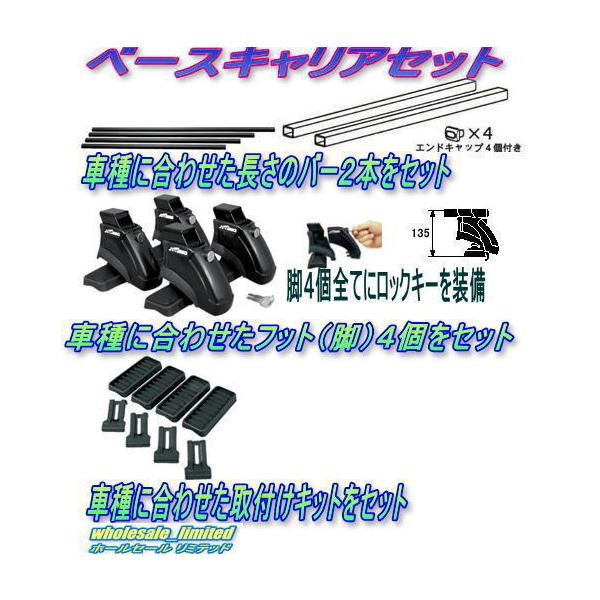 DY3W DY3R  DY5W DY5R  マツダ デミオ ルーフレール無車　 H14.8〜H19.7   ベースキャリアセット（脚＋バー＋取付キット） ロック