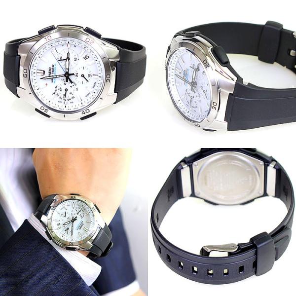 腕時計 メンズ 電波ソーラー アナログ クロノグラフ ビジネス 薄型 カシオ腕時計 軽量 プレゼント 男性用 紳士用 ラバーバンド ゴムバンド