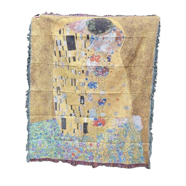 ブランケット クリムト 接吻 マチス ダンス  コットン 130X150cm 名画 絵画 マルチカバー ひざ掛け こたつ 上掛け