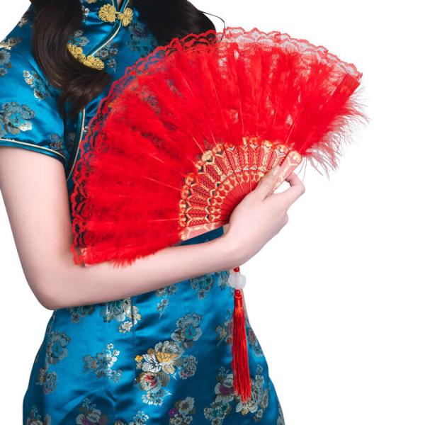レース羽扇子 レッド 仮装 変装 コスプレ  バブル チャイナドレス ボディコン チャイナ服 仮装 お立ち台