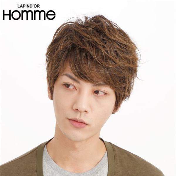 メンズウィッグ ラパンドアールオム エアリーマッシュ キャメルブラウン ウィッグ J-3489 耐熱ファイバー ウィッグ メンズ