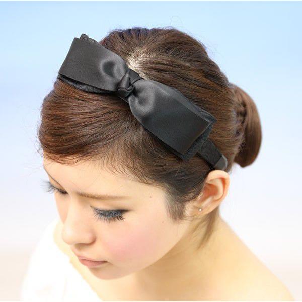カチューシャ 痛くない いたくない 日本製  リボン  サテン 結婚式  10ribbon01