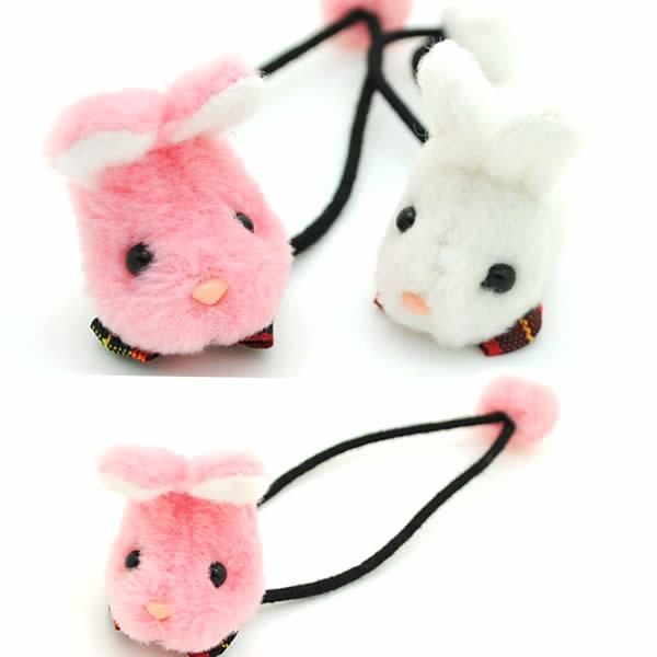 うさぎ 兎 ウサギ ヘアゴム もこもこ かわいい ヘアアクセサリー