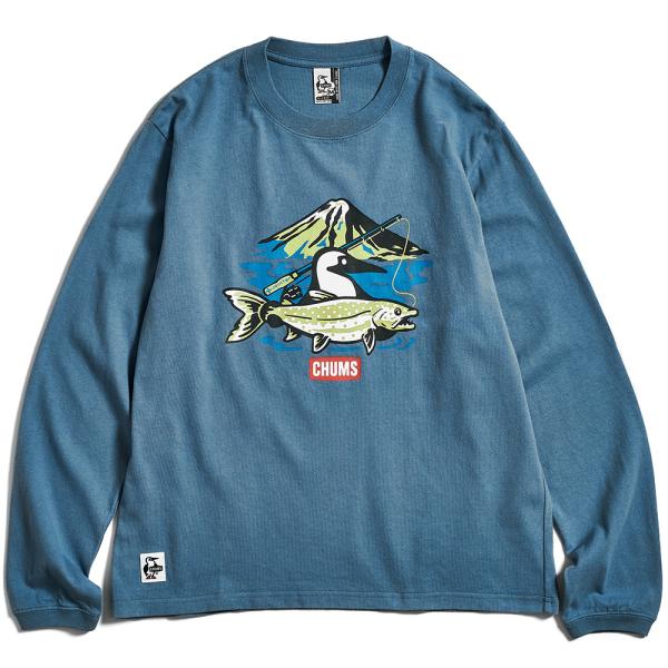 【数量限定 特価】 ジョインター× チャムス フィッシング ロングスリーブTシャツ レイクトラウト M【ブルー】(CHUMS)