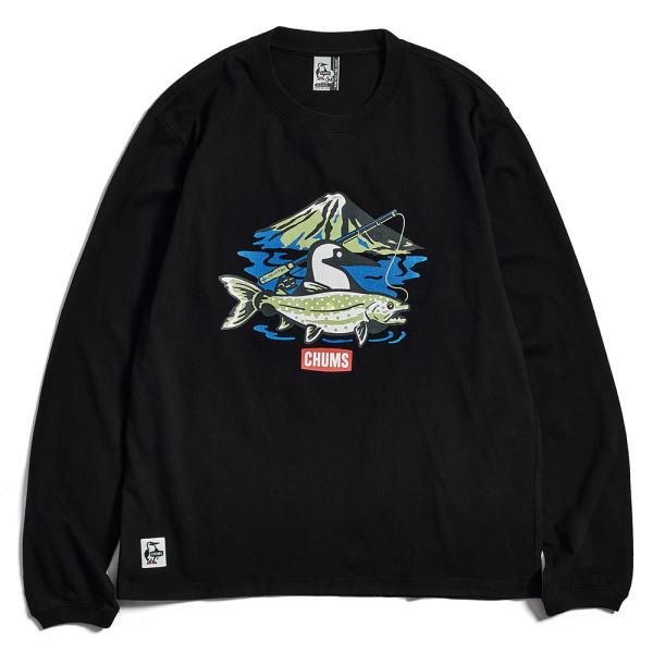 【数量限定 特価】 ジョインター× チャムス フィッシング ロングスリーブTシャツ レイクトラウト　M【ブラック】(CHUMS)