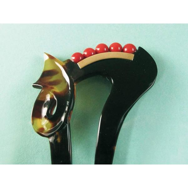 赤珊瑚付べっ甲かんざし Bekkou べっ甲 鼈甲 結婚式 本鼈甲 かんざし 簪 留袖 母の日 結婚式 和装 プレゼント 贈り物 母の日 Bekkou 赤珊瑚 Wildfang 店