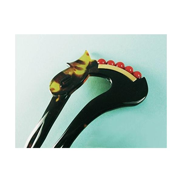 赤珊瑚付べっ甲かんざし Bekkou べっ甲 鼈甲 結婚式 本鼈甲 かんざし 簪 留袖 母の日 結婚式 和装 プレゼント 贈り物 母の日 Bekkou 赤珊瑚 Wildfang 店