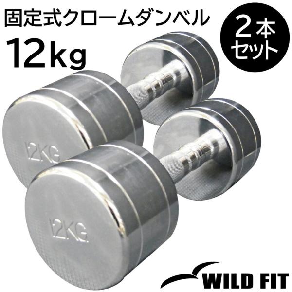 固定式クローム 12kg 2本セット / 筋トレ ダンベル 鉄アレイ クロムダンベル ウエイトトレーニング 体幹トレーニング 固定式 クローム WILD FIT