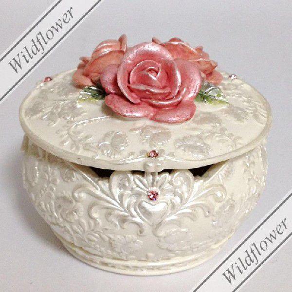 ローズ小物入れ ピンク パールホワイト Jewelryboxes001 薔薇雑貨wildflower 通販 Yahoo ショッピング