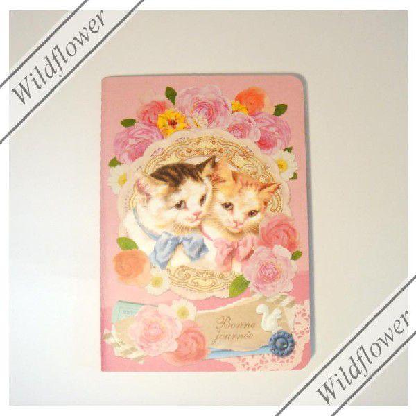 ノート A6 キャットローズ Pk 猫雑貨 かわいい雑貨のワイルドフラワー Con Imedia Net