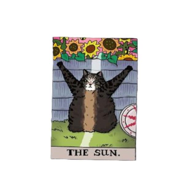 【商品概要】?【タロット風デザイン】ねこがタロット（ウェイト版）の世界に入り込んだちょっとシュールでかわいいデザインのピンバッチです。お気に入りのカードのピンバッチを集めましょう！?【タロットカード・１９：太陽】喜び、勝利、お祝い事?【しっ...