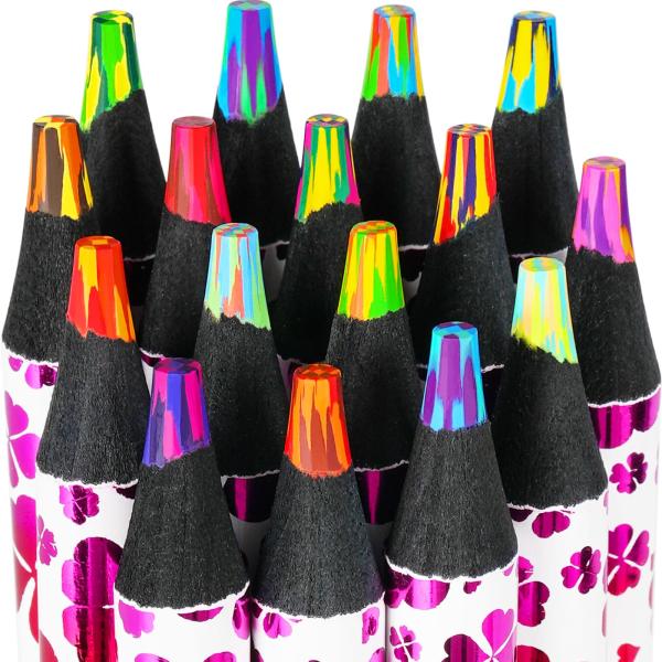 【商品概要】【16色のレインボーペンシル】カラフルなボックスには、異なる色の16色のマルチカラー鉛筆が16本入っています。より多くの色の選択肢があり、鉛筆を優しく回転させると、より多くの色が得られます。【イースターバスケットの詰め物】虹色鉛...