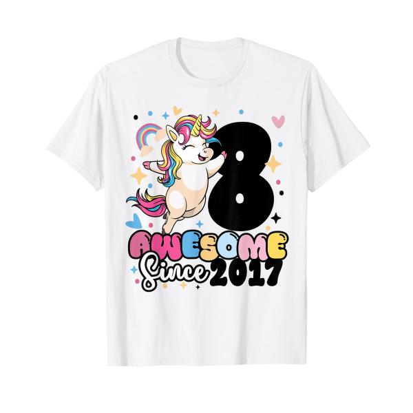 【商品概要】ユニコーンをテーマにした8歳の誕生日パーティーに最適な、ユニコーンをモチーフにしたグルーヴィーなデザインのこの面白い「Awesome Since 2017」で、魔法の8年をお祝いしましょう。8歳になる誕生日の女の子やユニコーン好...