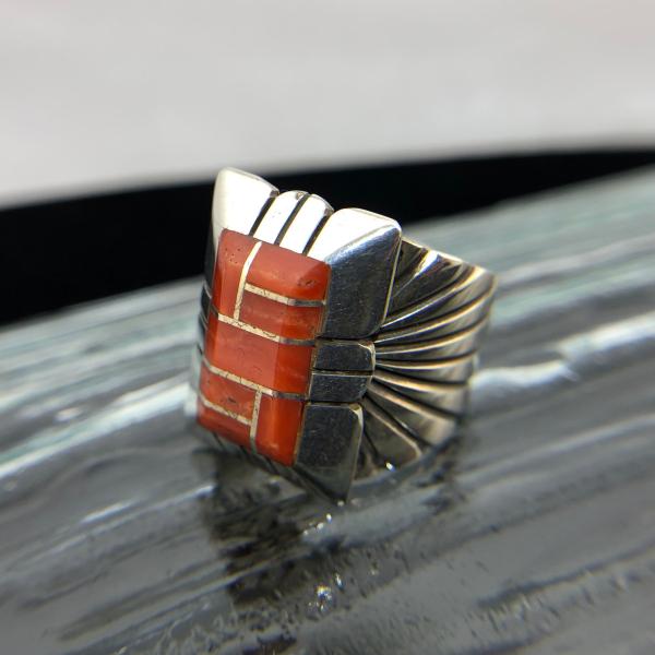 スターリングシルバー リンクデザインリング　インディアンジュエリー　18号 スターリングシルバー リンクデザインリング インディアンジュエリー 18号