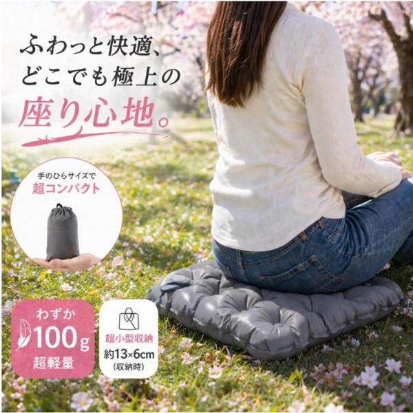レジャーシート アウトドア クッション エアー 一人用 厚手 コンパクト 折りたたみ 防水 携帯 座布団 花見 運動会 イベント